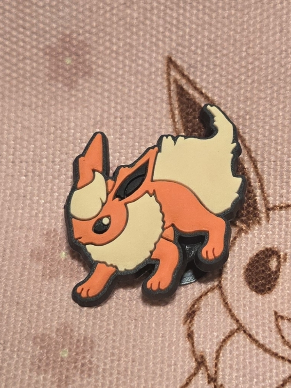 🧡 Flareon Style Croc Charm – Fire Fox Character Shoe Charm